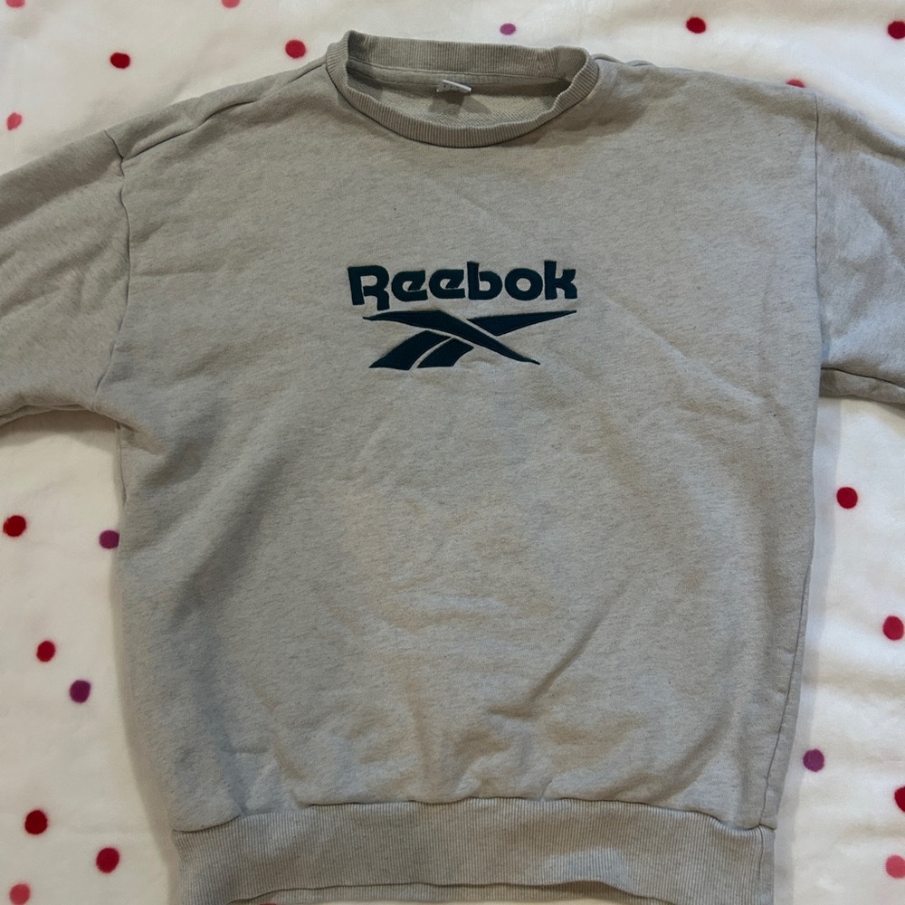 Reebok Crewneck Sweater in Gray with Green Logo